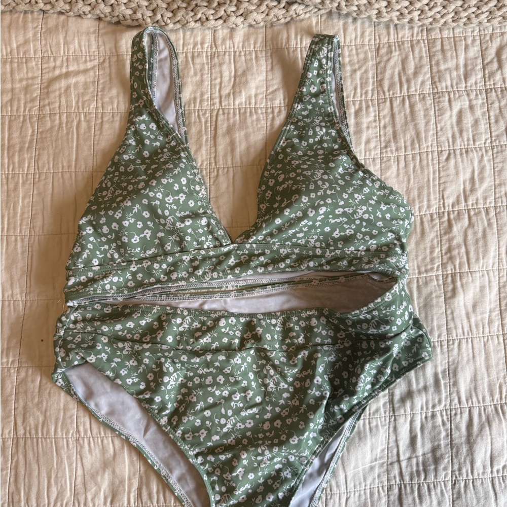 SHEIN Green Floral Swimsuit
